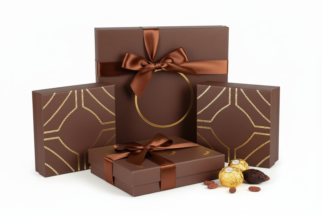 Premium personalized chocolate boxes with custom designs for weddings and special events
