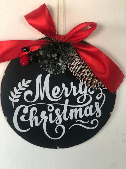 Christmas door hanger with festive holiday design
