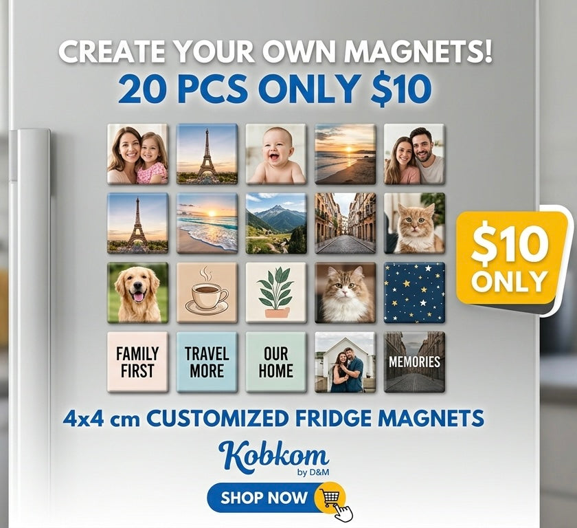 Customized 4x4cm fridge magnets – 20 pcs for $10 – Kobkom By DM Lebanon