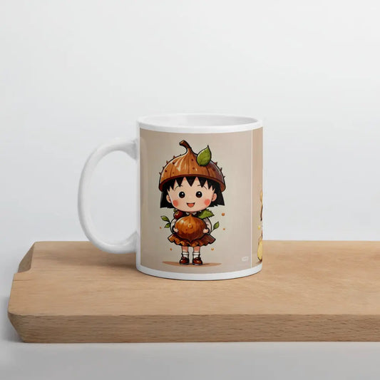 “Maruko ceramic mug with colorful character design”