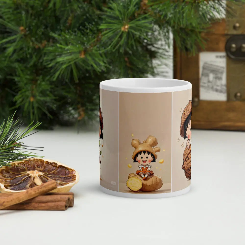 “Maruko ceramic mug with colorful character design”