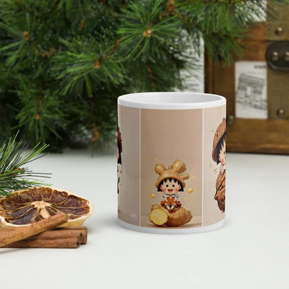 “Maruko ceramic mug with colorful character design”