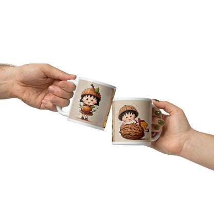 “Maruko ceramic mug with colorful character design”