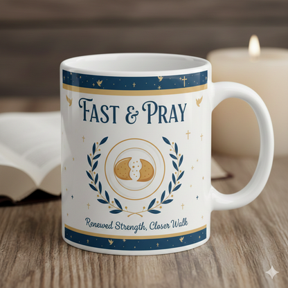 Personalized Lent mug with custom Christian cross design - premium ceramic gift for Easter season and fasting