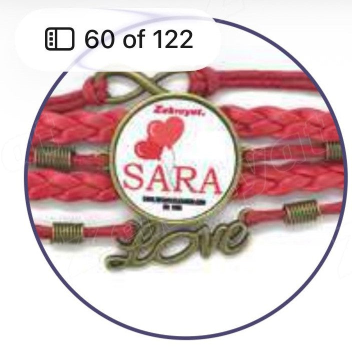 customized bracelet for women with red ribbon