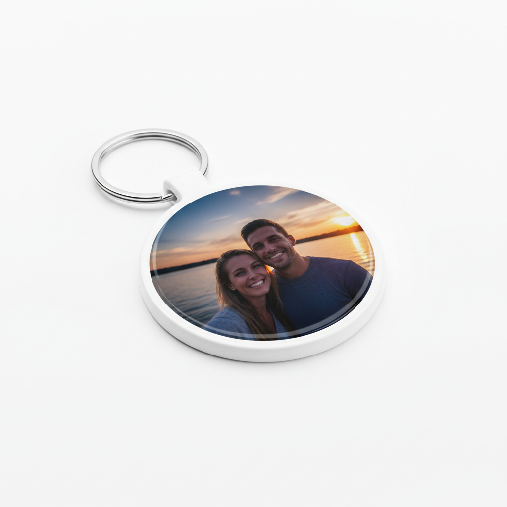 circle mdf keychain sublimation with picture on it