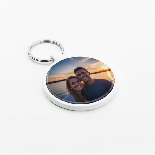 circle mdf keychain sublimation with picture on it