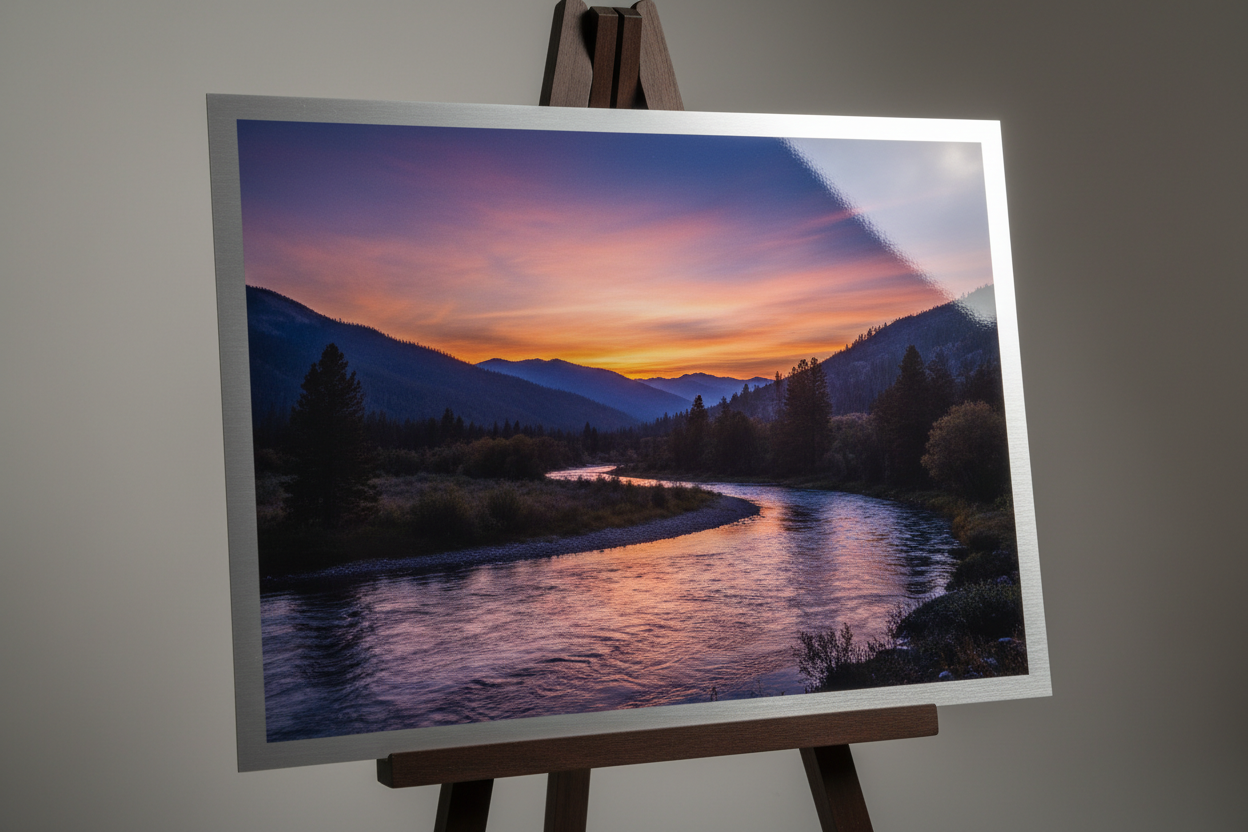 Custom photo sublimation print on glossy metal sheet for personalized gifts